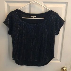 just ginger Black Sequin Top Sz Small